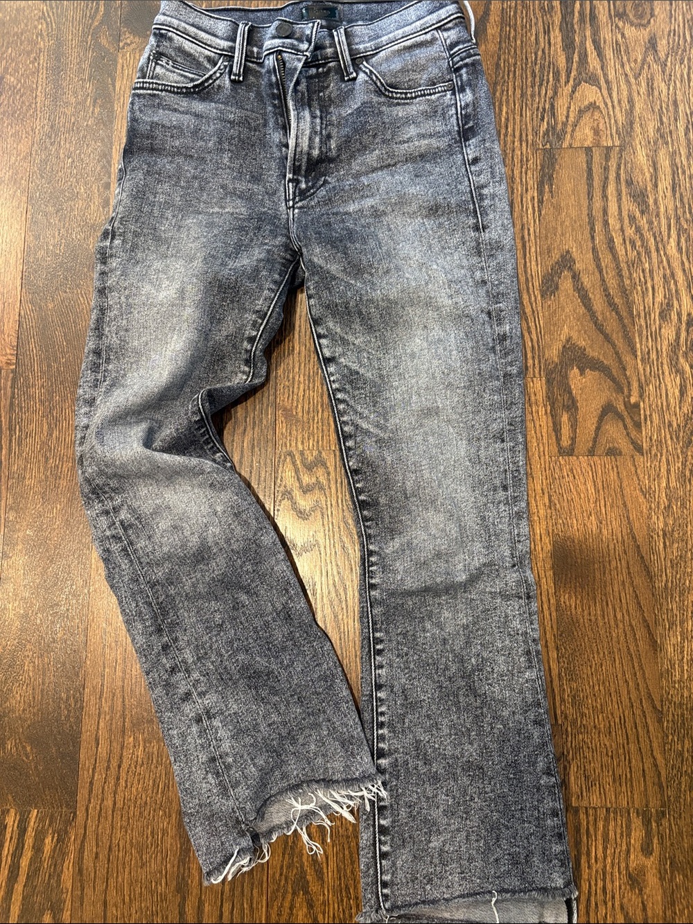 Mother Women’s The Insider Crop Black Ankle Fray Stretch Jeans Size 24